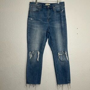 Madewell Womens Size 30 Distressed High Rise Slim Boyjean